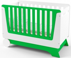 Кроватка-трансформер IndigoWood Nova Kit 124,5x63,5cm green / white (со съемной спинкой, колесами и ящиком)